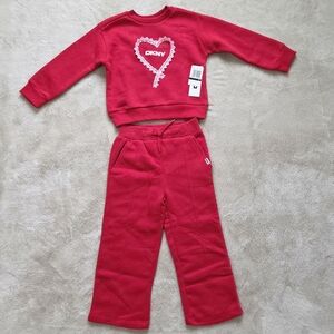 DKNY Girls Red Heart Logo Sweatshirt & Pants Set